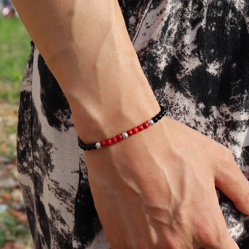 Mens Bracelets 2021 4mm Small Beaded Braslet Skull Natural Hematite Stone Braclet Homme Cross Brazalete Present For Boyfriend