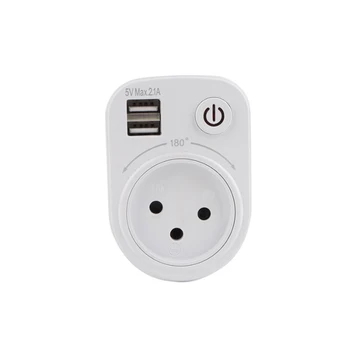 

2PCS Israel Plug 5V 2.1A Electric Dual USB Charger Adapter Intelligent Plug-in Wall Socket Charging Power Switch Outlet Travel