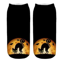 Для женщин Череп 3D Леггинсы с принтом Хэллоуин забавные носки для девочек Тыква Фонари котами и летучими мышами носки "Призрак" Косплэй вечерние подарок Повседневное короткие спортивные SocksF93