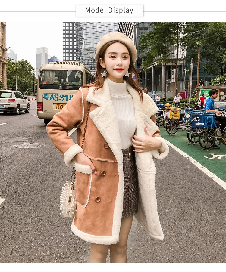 Осенне-зимнее Новое Стильное шерстяное пальто средней длины в Корейском стиле с отложным воротником из ангорской шерсти
