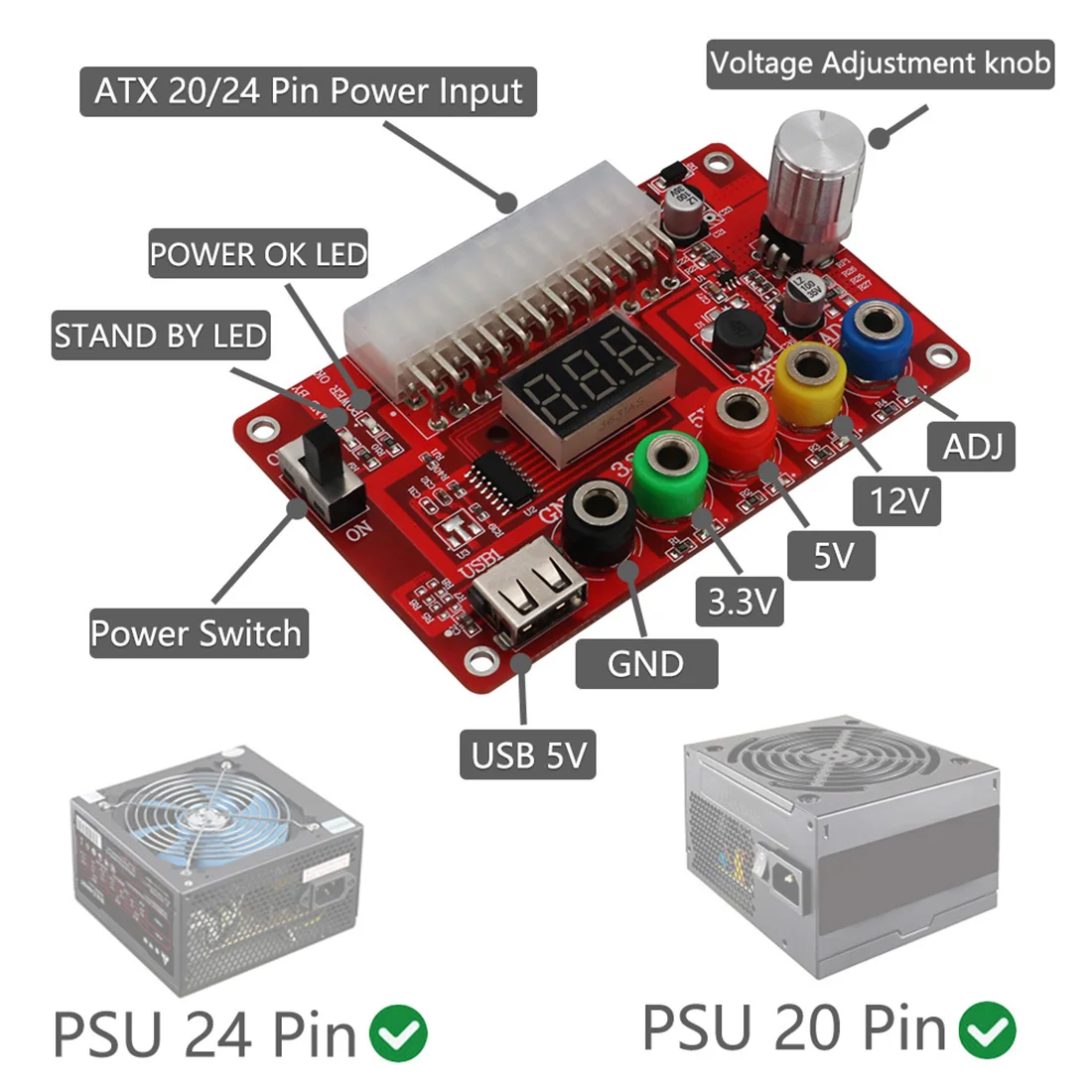 24ピンatx電源ブレイクアウトボードおよびアクリルケースキットモジュールアダプター電源コネクタサポート3.3v/5v/12v 1.8v 10.8v (adj)パソコン ケーブル コネクタ - AliExpress 24ピンatx電源ブレイクアウトボードおよびアクリルケースキットモジュールアダプター電源コネクタサポート3.3v/5v/12v 1.8v 10.8v (adj)パソコン ケーブル コネクタ - AliExpress