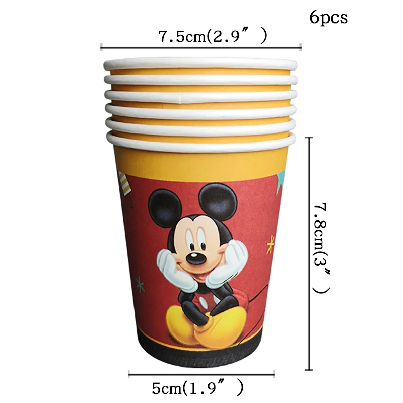 Вечерние столовые приборы с изображением Микки Мауса, детские принадлежности для дня рождения, банные принадлежности для малышей - Цвет: cup-6pcs