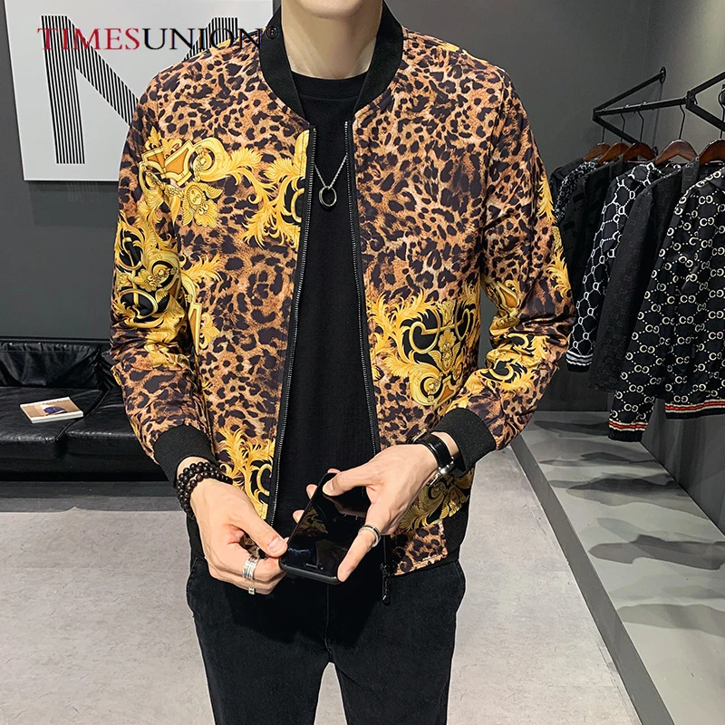 

Autumn New 3D Leopard Printing Jacket Streets Retro Hip Hop Men's Jacket Coat High Quality Long Sleeve Zip Jacket Bomber Coats