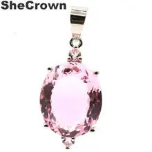 Элегантные женские вечерние серьги из розового кунцита с белым фианитом 35x15 мм