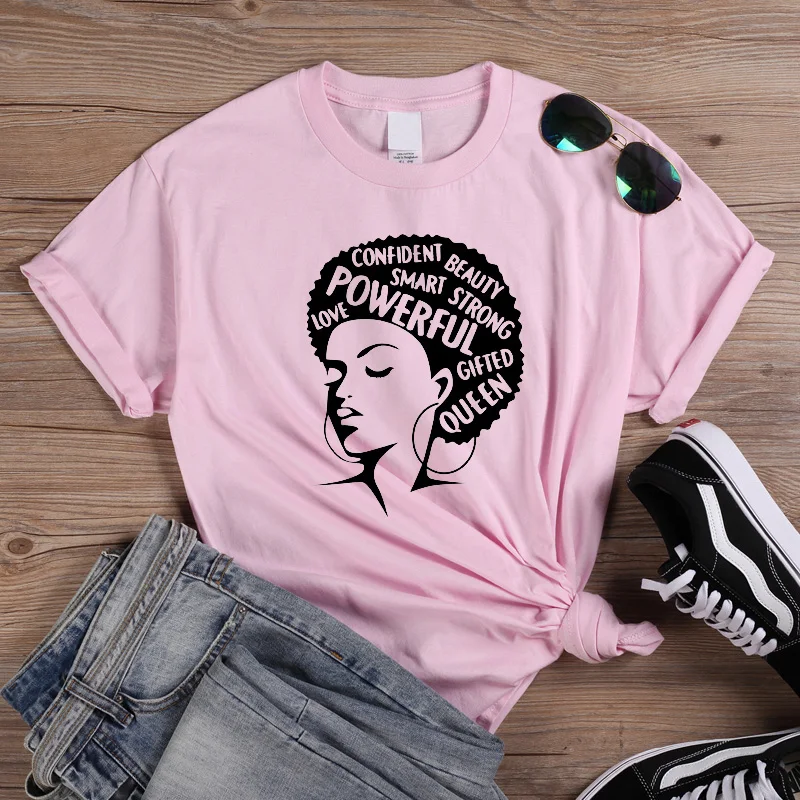 ONSEME Afro Lady Graphic футболки Женская Феминистская футболка Девушка сила королева лето черный розовый Женская футболка Эстетическая одежда Q-882