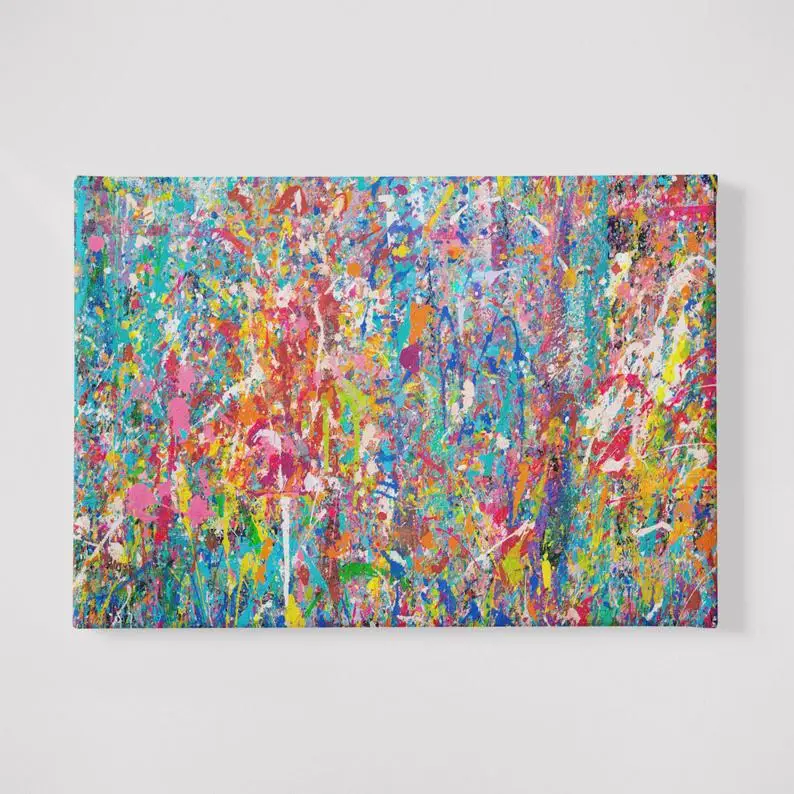 

Абстрактное искусство Яркое Полотно абстрактное офисное украшение Джексон Поллок настенное искусство разноцветное украшение для дома абстрактная картина маслом