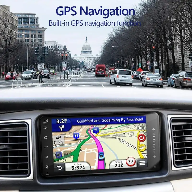  Android 8.1 HD Touch Screen Car Stereo Bluetooth GPS USB MP5 Player 1G+16G+TDA7388 Amplifier IC Hig