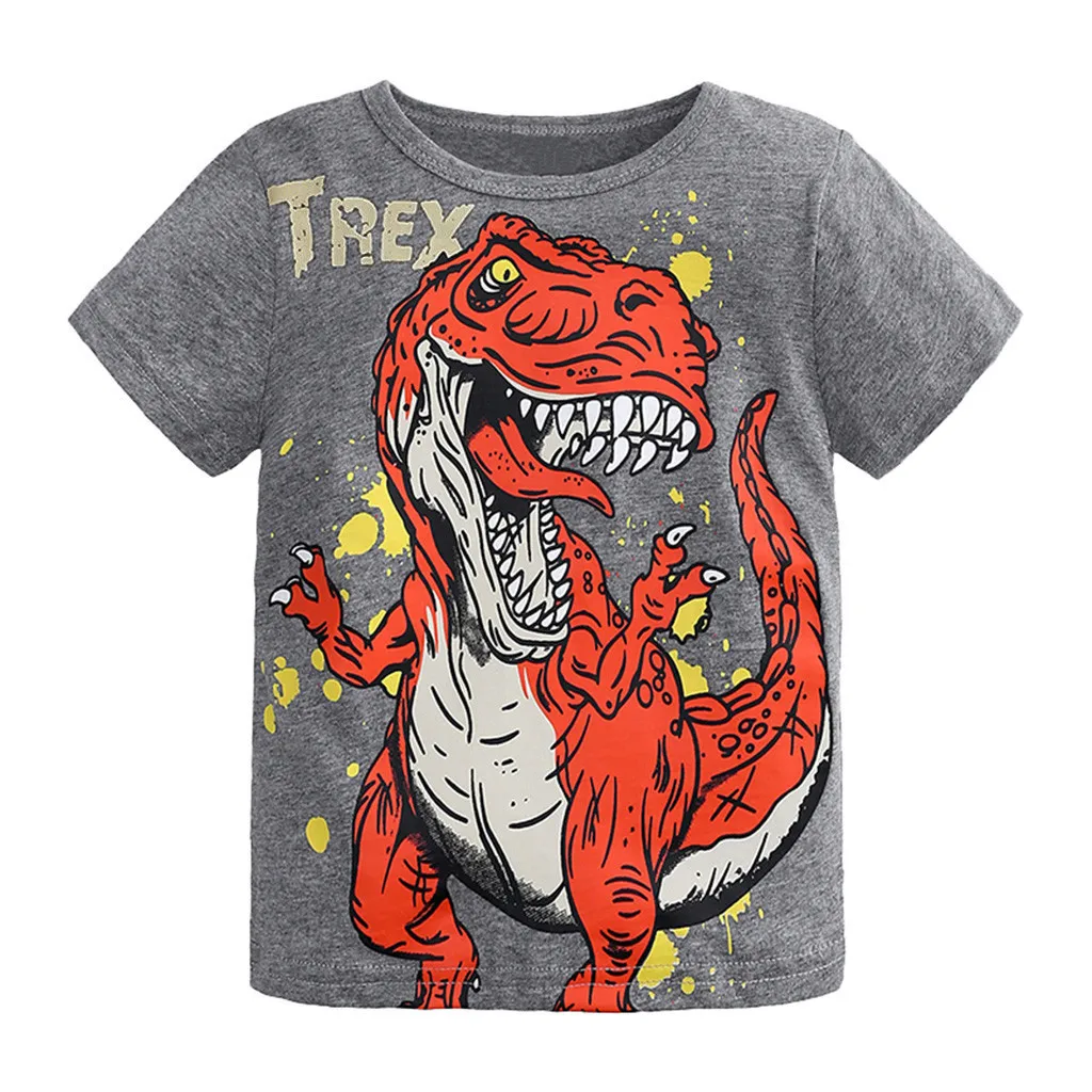 Коллекция года, летняя футболка для мальчиков футболка с рисунком динозавра для маленьких девочек, детские футболки для мальчиков, Детские футболки Детские топы - Цвет: GY