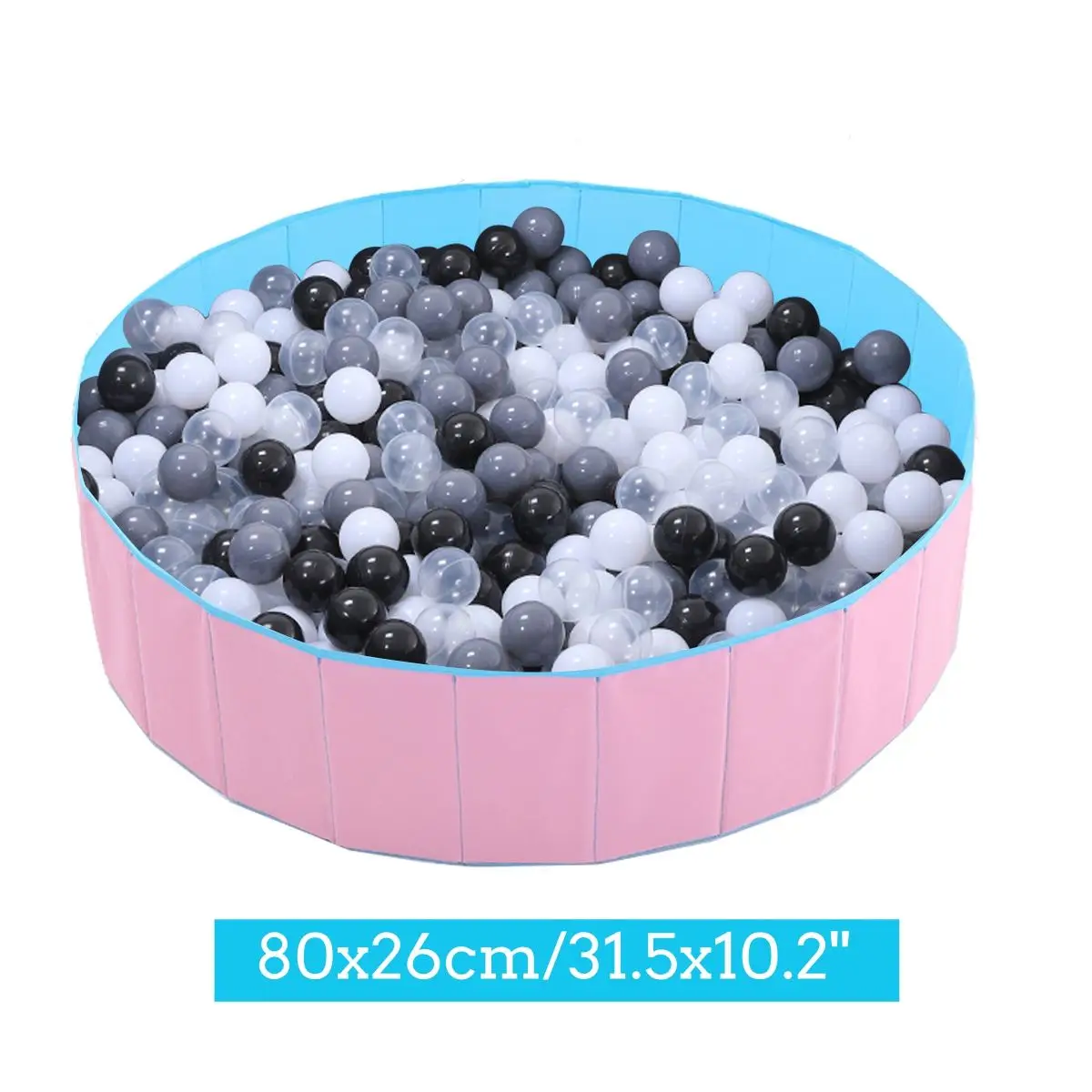 PinkBlue ball 80x26 Детский манеж, блестящий мяч, ямы, складной мяч, бассейн, 100 шт, Океанский шар, игрушка, моющийся, складной забор, 3 размера - Цвет: PinkBlue ball 80x26