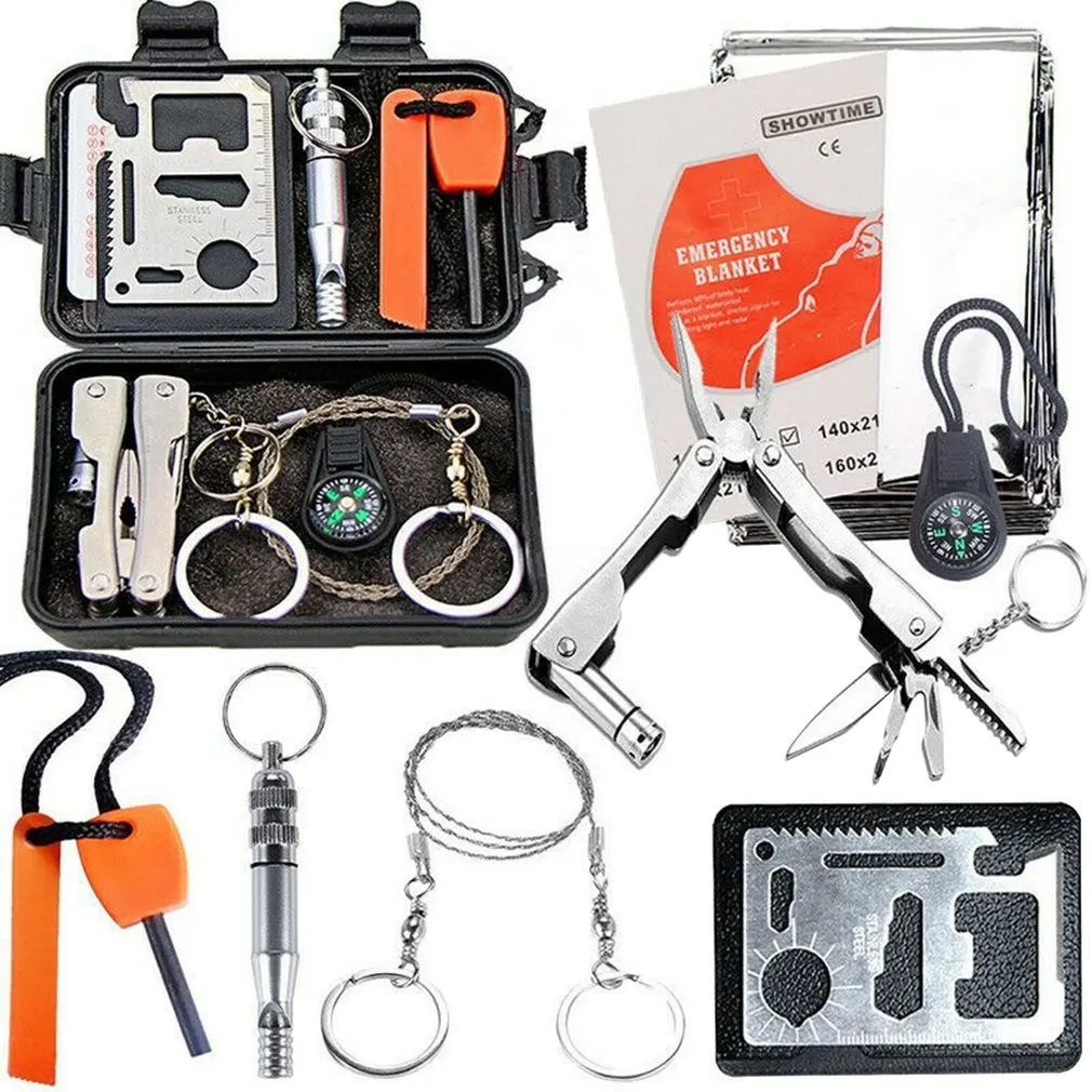 

Outdoor Survival Treasure Box Survival Tool Set Multifunctional Field First Aid Kit Sos Emergency Supplies