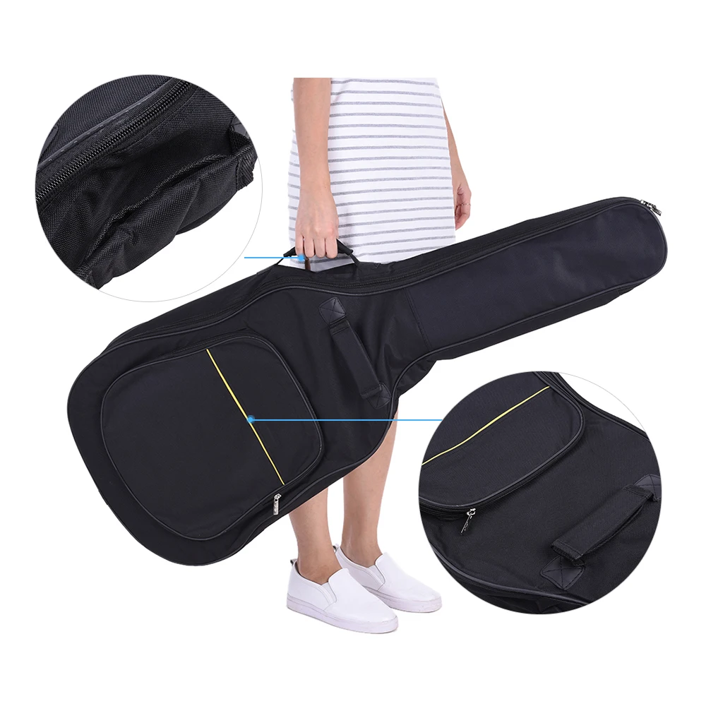 41" Acoustic Classical Guitar Bag Case Backpack Adjustable Shoulder Strap Portable 4mm Thicken Padded Black