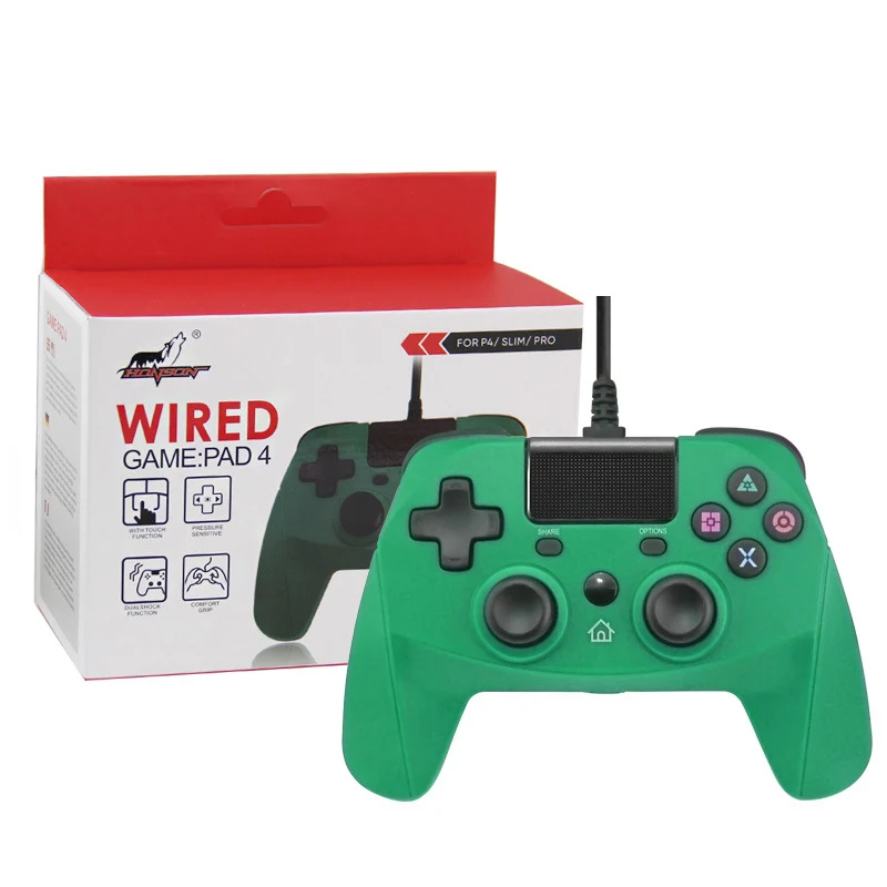 Green 7 цветов Проводной контроллер Джойстик для SONY PS4 Геймпад для playstation 4 консоль для PS3/ПК с сенсорной панелью для Dualshock 4 - Цвет: Green
