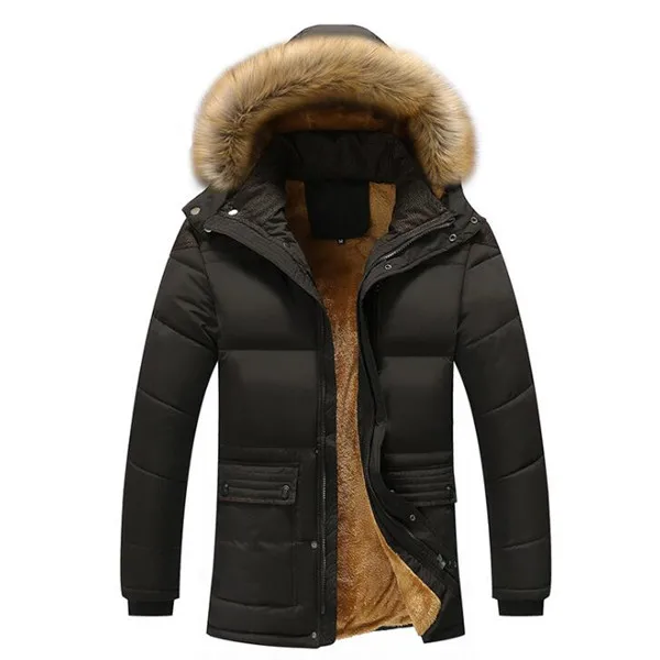 Черный New Winter Jacket Men Big Real Fur Collar Hooded Duck Down Jacket Thick Down Jacket Men Warm Coat M-7XL Y1101 - Цвет: Черный