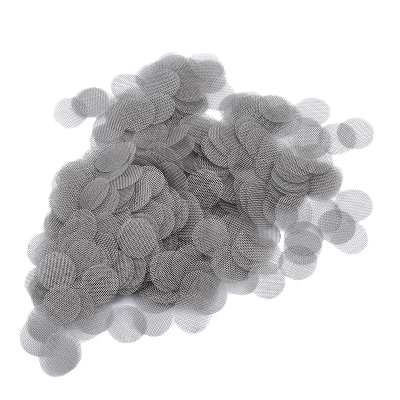 Hookah Accessories 100pcs Silver Pipe Screens Stainless Steel Net Metal Glass Wooden Acrylic Hookah Water Filter Screen Gauze Smoking Tobacco Tools