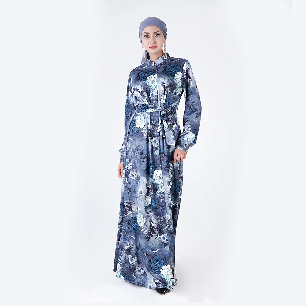 abaya s кимоно для женщин с длинным рукавом печати платье Дубай Турецкая абайа мусульманское платье женская мусульманская одежда SL1738