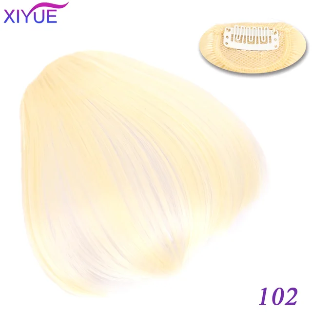 Black/Light Brown Clip In Hair Bangs Hairpiece Accessories Synthetic Fake Bangs Clip In Hair Extensions Clip In Hair Pieces Blonde