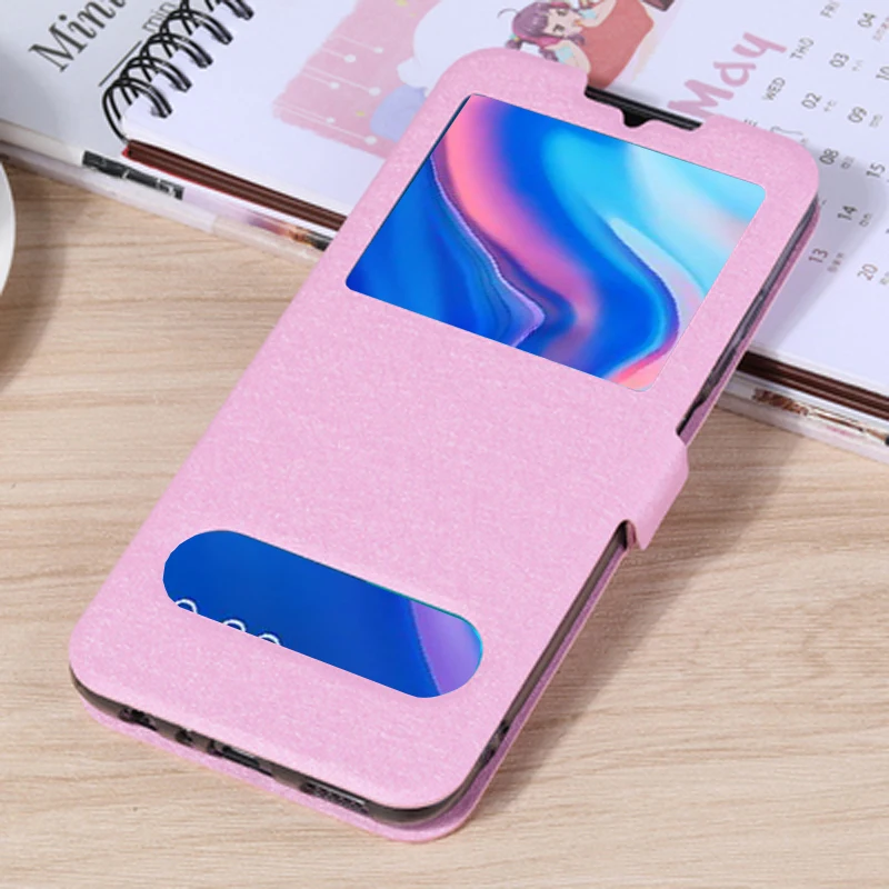 Mở Cửa Sổ Da Dành Cho Huawei P Smart Z Bao Psmart Z Lật Trường Hợp Cho Huawei P Smart Z 2019 STK-LX1 Bao Psmartz 6.59" huawei pu case