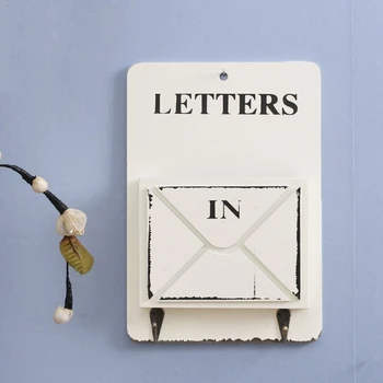 

Creative Multifunction Keys Hanging Hooks Envelope Sundries Storage Box Retro Rangement Shelf Wood Boxes Vintage Home Decoration