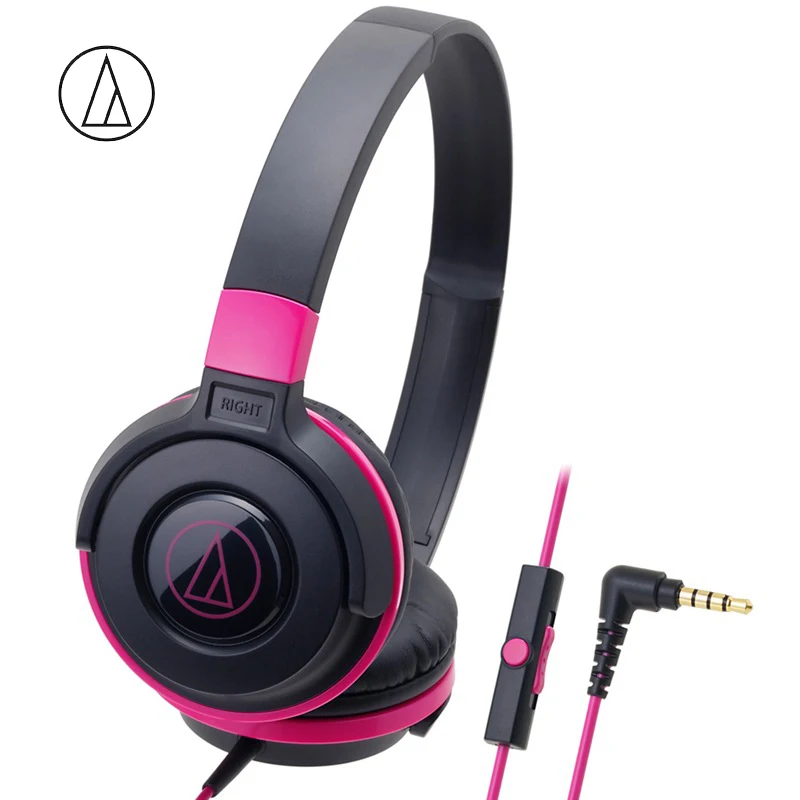 Оригинальная ATH-S100iS игровая гарнитура Audio-Technica с креплением на голову и музыкальной проводной гарнитурой с пшеничными басами - Цвет: pink