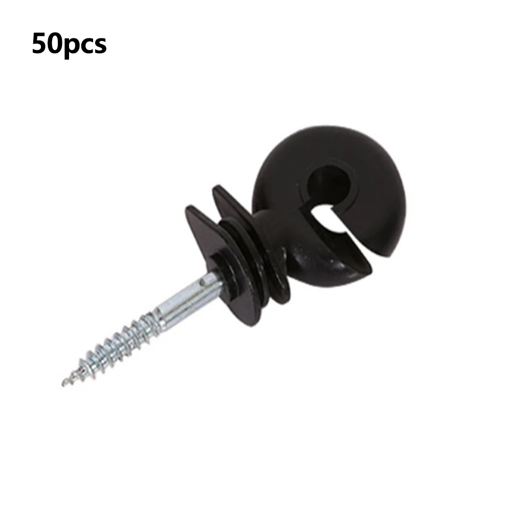 50PCS Screw In Insulator Set Lightweight Replacement Ring Accessories Rainproof Safe Wood Post Tape Electric Fence Wire Portable