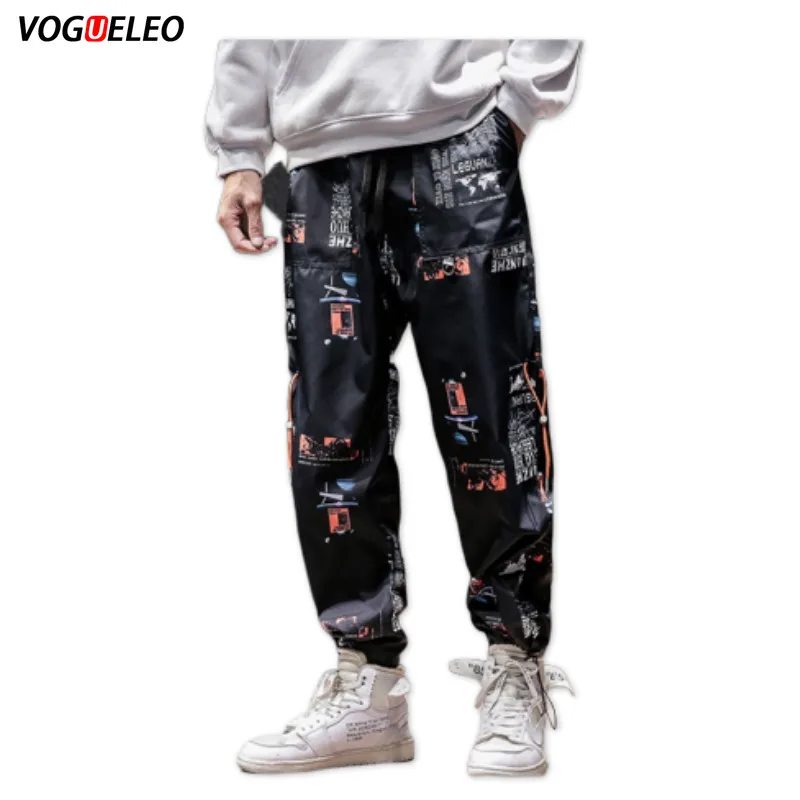 VOGUELEO/осенние штаны на шнурке для мужчин, грузовик для бега, стиль уличной одежды, спортивные штаны черного цвета, новинка года, модные износостойкие брюки