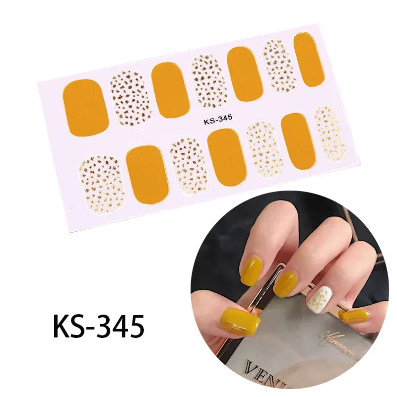 14tips/лист полное покрытие для ногтей наклейки-лак полоски однотонный нейл-арта волновой точки Дизайн Блеск порошок маникюрные Типсы