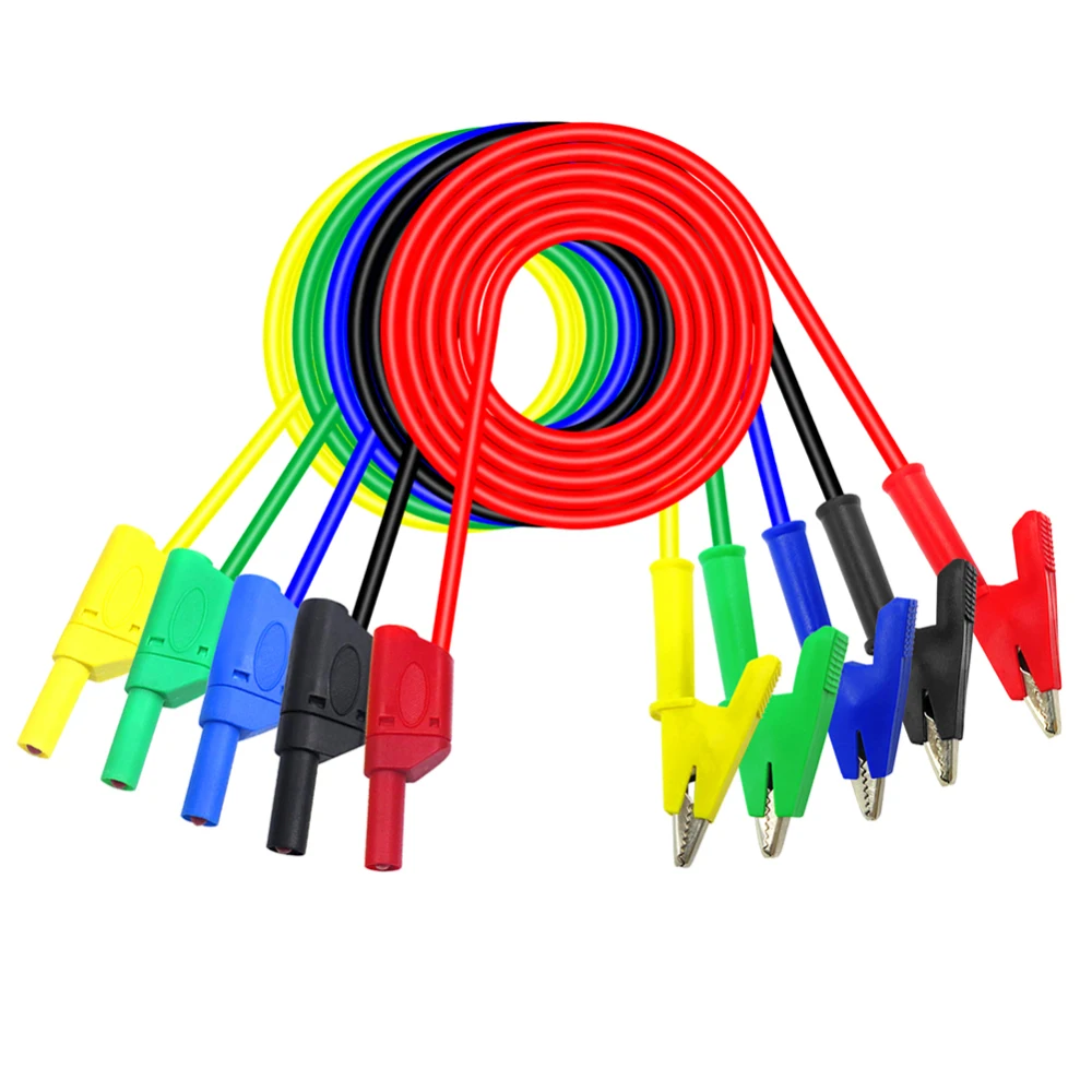 

5pcs Alligator Clip Wires 20A Alligator Test Leads Multimeter Test Clips Probe Lead Banana Plug Cable For P1018A New