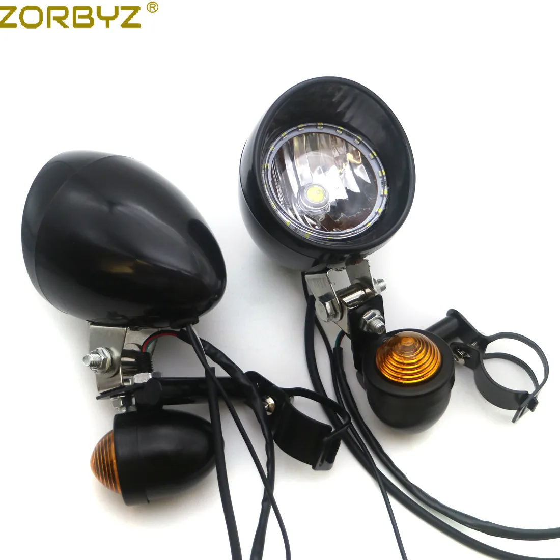 ZORBYZ Мотоцикл Черная Пуля указатель поворота Светодиодный прожектор для вождения
