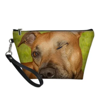 

Women Cosmetic Organizer Bag Custom Staffordshire Bull Terrier Printed Mini Teenage Girls Boys Makeup Bags Bolso Para Maquillaje