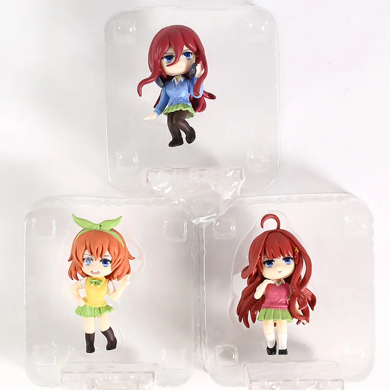 New 3pcs/set The Quintessential Quintuplets Anime Nakano Miku Nakano Yotsuba Nakano Itsuki Q version PVC Figure Model Toys - Цвет: no box