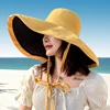 2022 New Women Summer Super Large Wide Brim Beach Hats Double-Sided Foldable Anti-UV Sun Hat Panama Female Sunscreen Cap Bonnet ► Photo 3/6