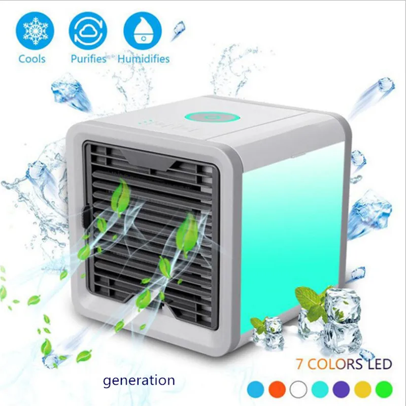 USB Mini Portable air conditioning humidifier Air Cooler indoor deodorizer purifier 7Light Fan Desktop Space Office Home |