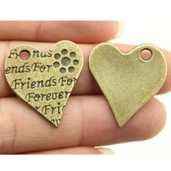 

Wholesale Jewelry Lots Antique Bronze Color 27x24mm Friends Forever Metal Charms Jewelery 50 Pieces