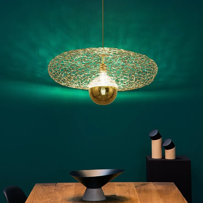 

Post Light Luxurious Originality A Living Room Lamp Concise Atmosphere Villa Restaurant Metal Round Lamp Net Led A Chandelier