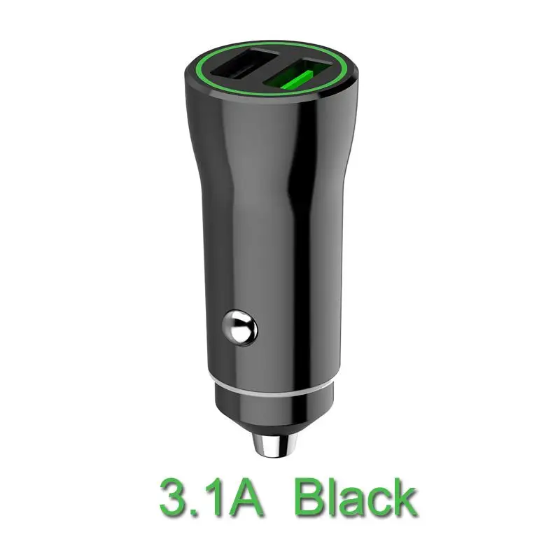 3.1A BLACK TIOODRE автомобильное зарядное устройство QC3.0 USB зарядное устройство для телефона Быстрая зарядка автомобильный адаптер для Xiaomi iPhone с мягким синим светодиодный индикатор прочный - Название цвета: 3.1A BLACK