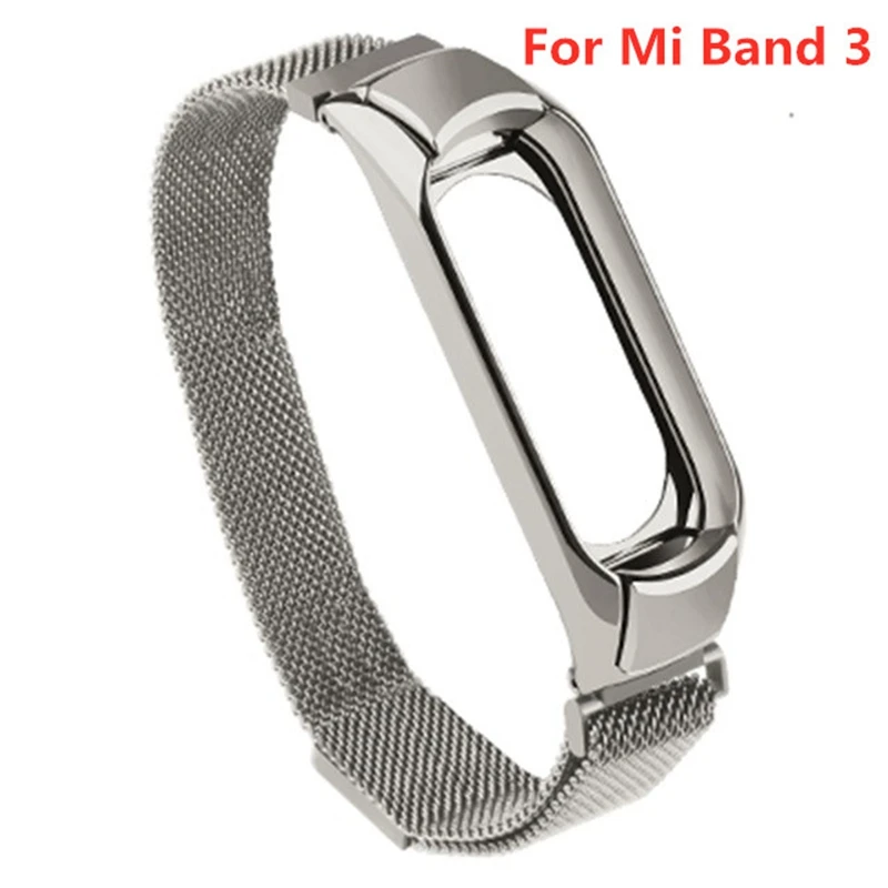 silver magnetic 3 Xiaomi mi ремешок 3/4 кожаный ремешок для Xiaomi mi 3 сменный Браслет Безвинтовые ремешки металлический ремешок для mi band 4 аксессуары - Цвет: silver magnetic 3