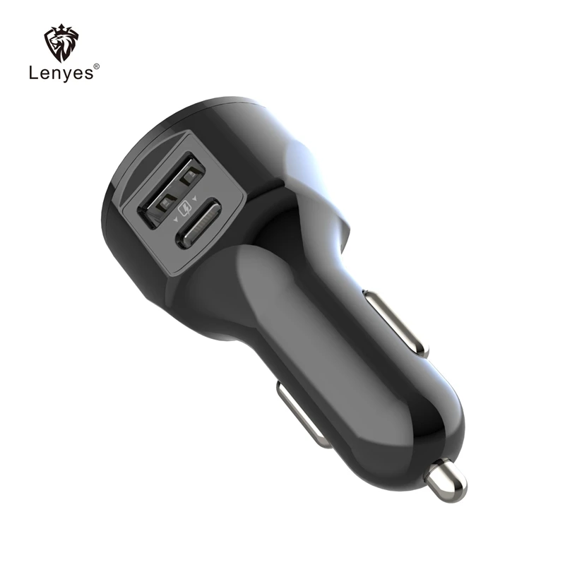 Lenyes Quick Charge 3,0 автомобильные зарядные устройства с двумя портами usb type C 12 В 24 В выход для универсальной зарядки телефона и быстрой зарядки кабель CA828