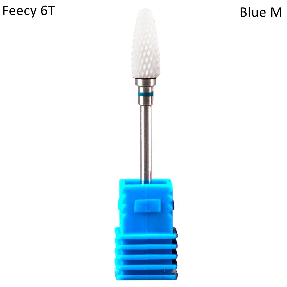 Фрезер для маникюра ногтей-дюймовые сверла для сверления, электрическая дрель для маникюра машина керамическая фреза фрезы педикюр бит аксессуары для ногтей - Цвет: Feecy 6T Blue M