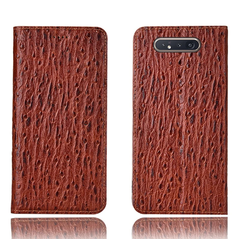 

Ostrich Pattern Genuine Leather Ultra Thin Card Slot Case For Samsung Galaxy A90/Samsung Galaxy A80 Magnetic Case Coque Funda