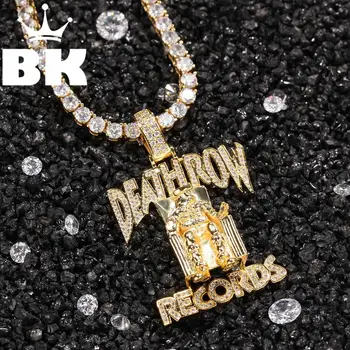 

THE BLING KING Deathrow Pendant Necklace Hip Hop Full Iced Out Cubic Zirconia gold plated CZ Stone