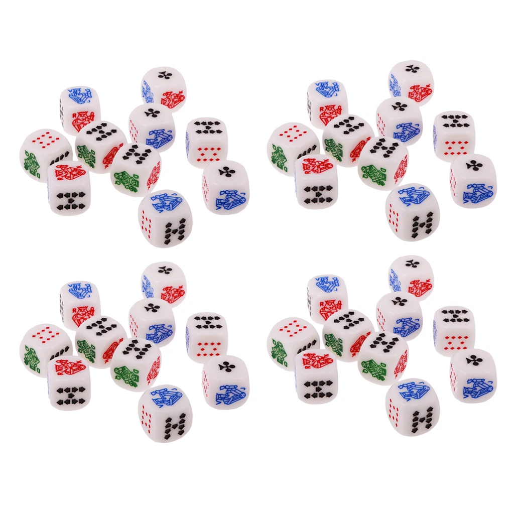 40 Pieces 16mm Six Sided Poker Dice For Casino Poker Card Game Favours