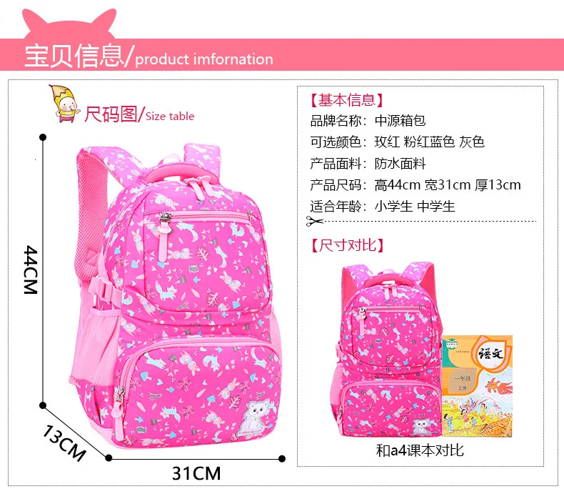 Children School backpacks Girls School Bags kids Backpacks Kids Satchel princess Schoolbags mochila escolar printing backpack
