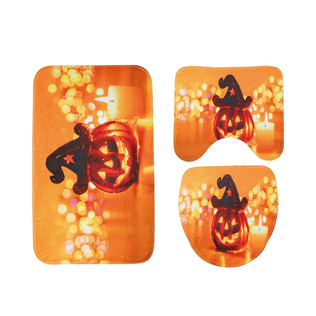 Happy Halloween Series Toilet Floor Mat Exquisite Print Three-Piece Toilet Mat