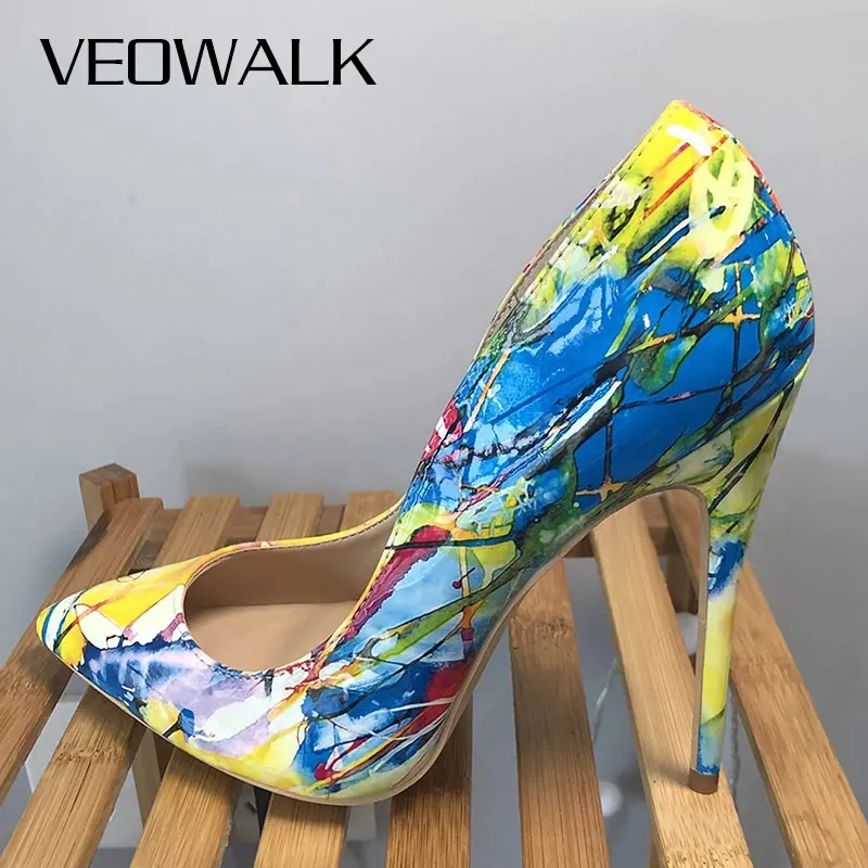 Женские туфли-лодочки Veowalk с тропическим принтом граффити женские без шнуровки