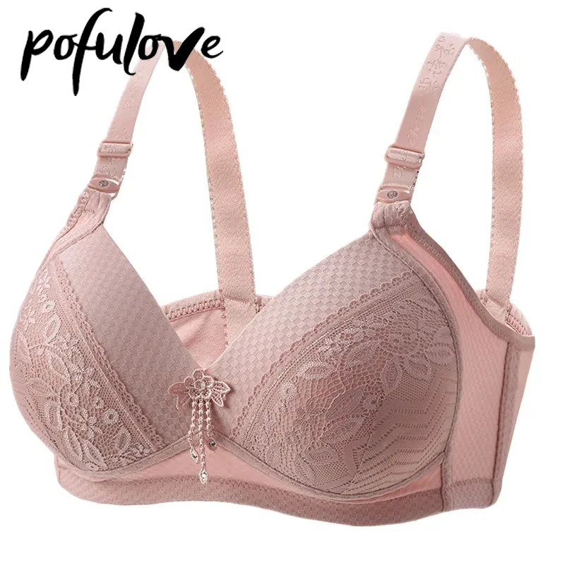 Plus Size Bra for Women Wireless Thin Soft Elderly Bras Push Up