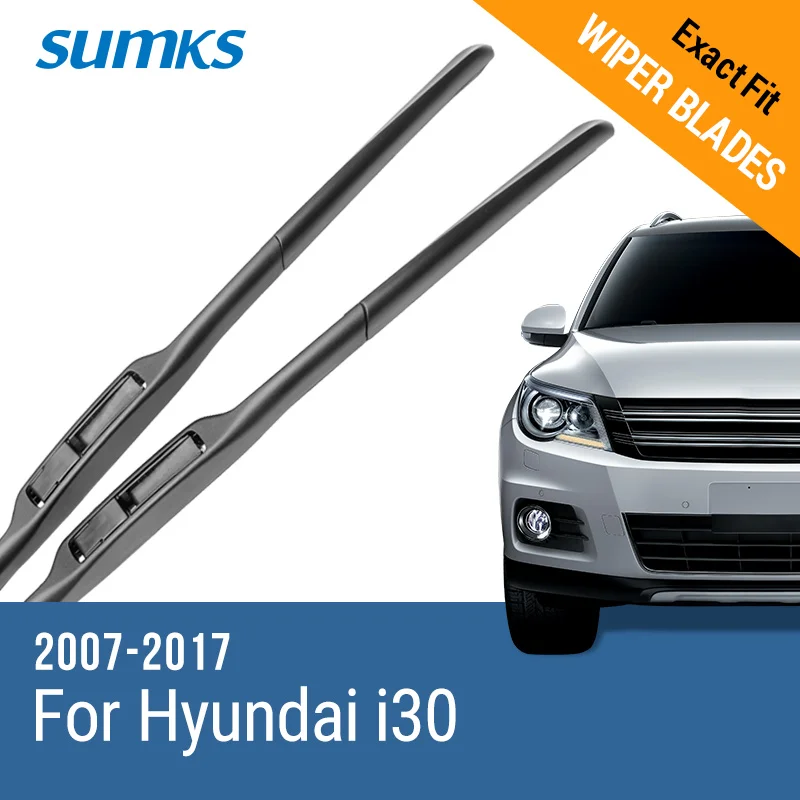 Sumks Wiper Blades For Hyundai I30 Fit Push Button / Hook Arms 2007