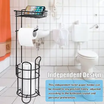 

Stainless Steel Toilet Paper Roll Dispenser Bathroom Paper Holder Stand Vertical Home Towel Storage Shelf for Cell Phone