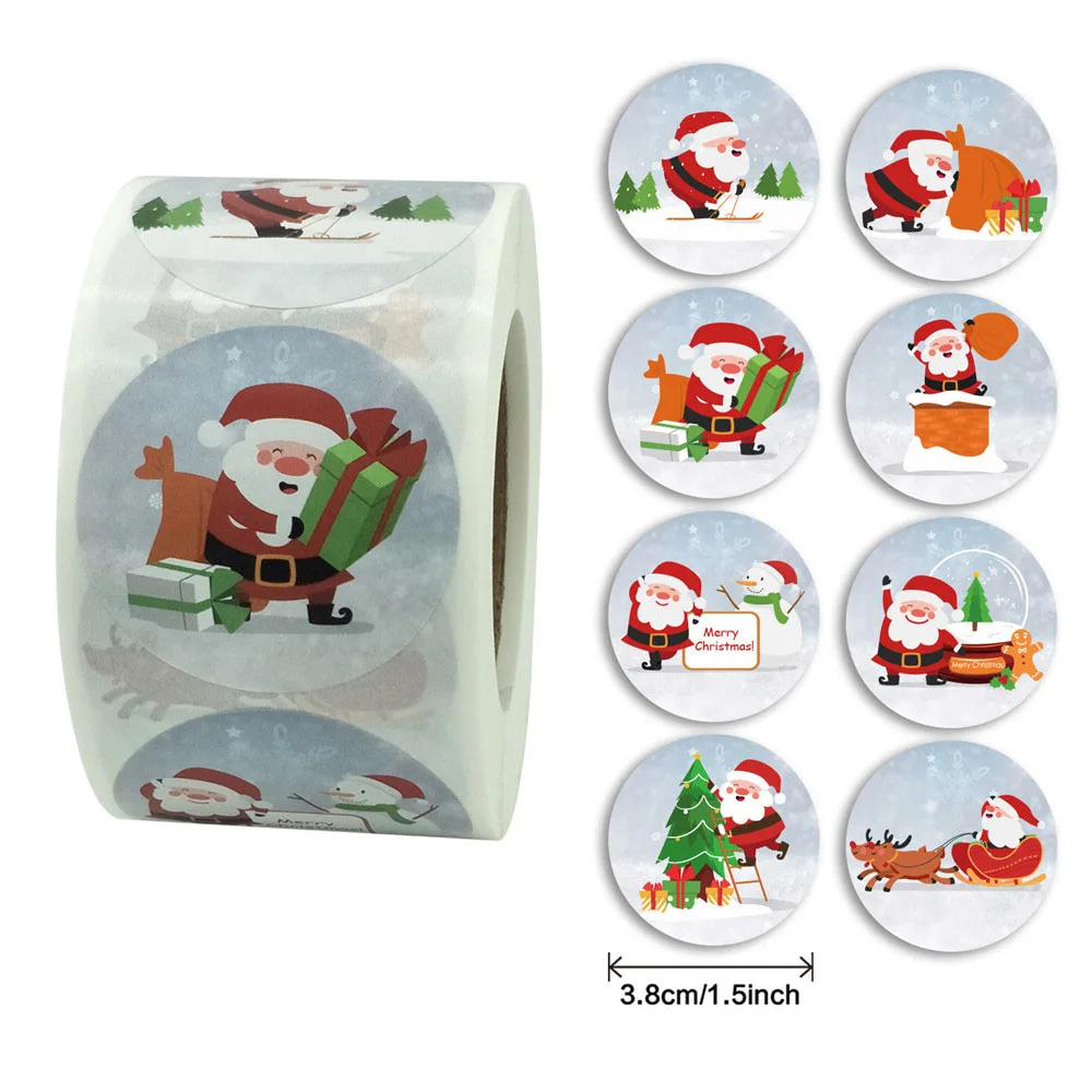 500pcs/roll Christmas Stickers Handmade 3.8cm Round Stickers DIY Packaging Sealing Labels Sticker Party Self Adhesive Gifts Tags afbeelding