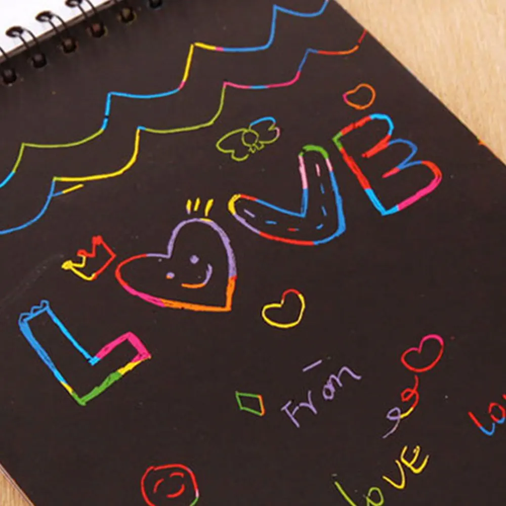 Scraping Painting Book DIY Paper Thick Child Graffiti Magic Painting Colorful Draw Scrapbook Describe Notebook Fun Tools