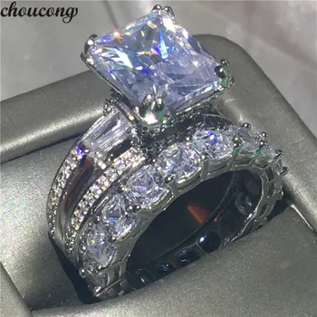 

Handmade Eiffel Tower 6ct Lab diamond ring sets 925 Sterling Silver Engagement Wedding Band Rings for women Men Party Jewelry